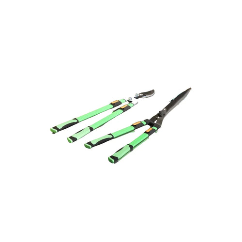 2-teiliges Gartenscheren-Set mit ausziehbarem Griff – Heckenschere und Astschere aus Metall und Kunststoff