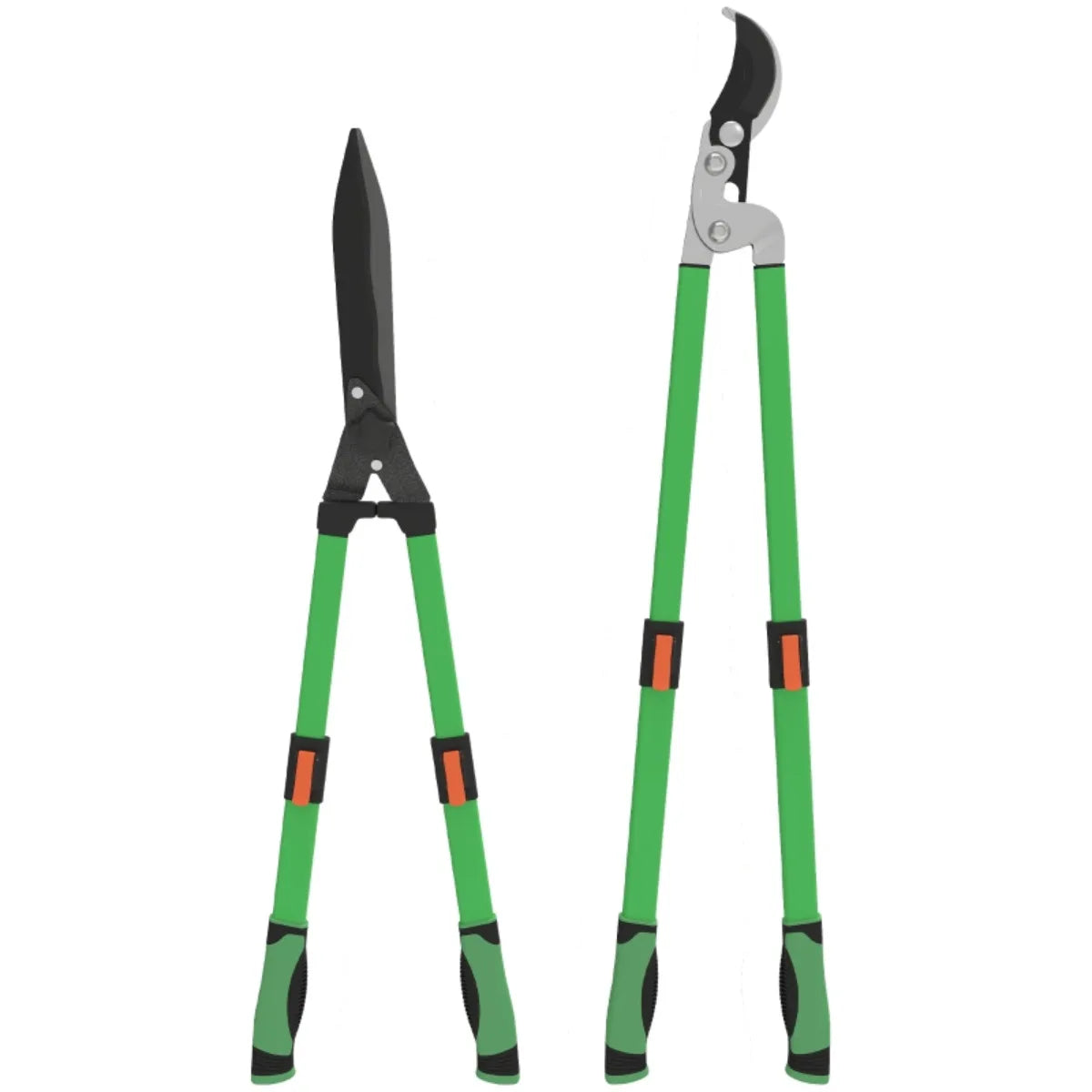 2-teiliges Gartenscheren-Set mit ausziehbarem Griff – Heckenschere und Astschere aus Metall und Kunststoff