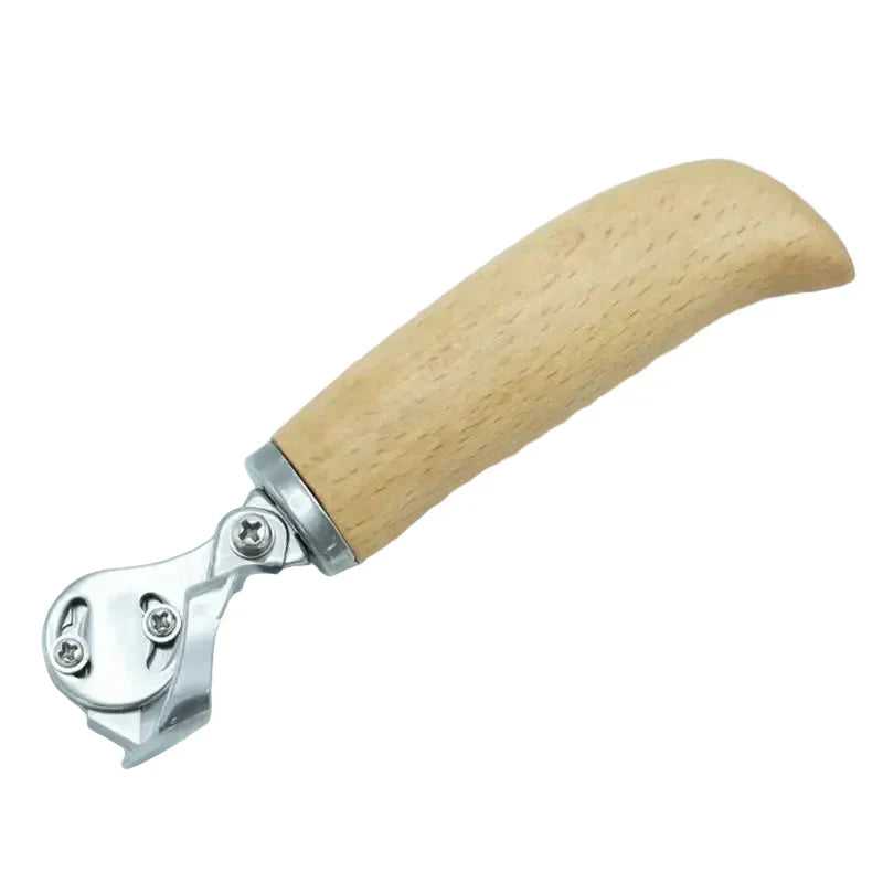 Ledermesser mit gebogener und gerader Schneide – Handwerkzeug für Lederbearbeitung mit Holzgriff